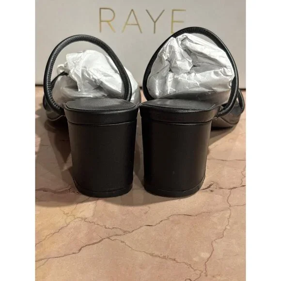 RAYE Etienne Low Heel in Black Leather 10 with Box Womens sandals - Picture 6 of 13